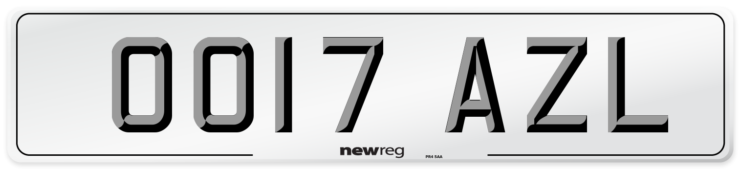OO17 AZL Number Plate from New Reg